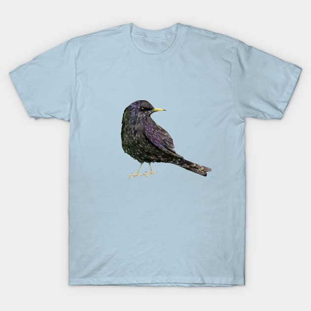 A watercolor drawing of a starling T-Shirt by Bwiselizzy